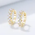 Boucles d'oreilles créoles en argent 925 doré avec zircons cubiques étincelants. - Argent 925 / Jaune