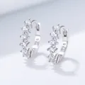 Boucles d'oreilles créoles en argent sterling S925 avec zircons cubiques - Argent 925 / Blanc