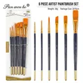 Set de 6 pinceles profesionales para artistas para pintura al óleo, acrílico y acuarela - Juego de 6 Mango Azul HB021-L / Azul