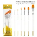 Set of 6 white artist brushes for watercolor, oil, and acrylic painting, SKU image - 6Pcs White Handle Bag Pack HB021B-OPP / White