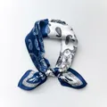 Classic blue and white paisley pattern 100% mulberry silk square scarf for women - 53x53 / Blue and White Paisley