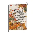 Decorative Thanksgiving garden flag with pumpkins and Blessed Harvest text design - Pumpkin Thanksgiving Slogan Style (HYQ210-1)