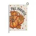 Decorative fall harvest garden flag with pumpkins design and festive polka dots pattern - Fall Harvest Pumpkin Style (HYQ210-4)