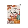 Hello Autumn garden flag featuring watercolor pumpkins and fall maple leaves decor - Hello Autumn Three Color Pumpkins Style (HYQ210-14)