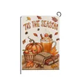 Autumn harvest garden flag featuring pumpkins and latte for courtyard decoration - Tis The Season Cozy Life Style (HYQ210-16)