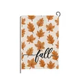 Vertical fall garden flag with orange maple leaves and script text fall - Fall Script Maple Leaf Style (HYQ210-18)