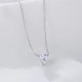 Minimalistische S925 sterling zilveren ketting met hartvormige zirkoon hanger. - 925 zilver / Wit