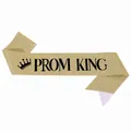 Fascia da festa con glitter dorati, scritta Prom King nera e icona corona reale - Oro Nero King (Tessuto Glitterato)