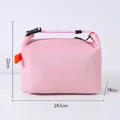 Pink insulated lunch bag with large capacity, showing 24.5x14x22cm size dimensions - Dumpling Style Insulated Bag / Pink