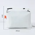 White large capacity insulated lunch bag with marked dimensions 24.5cm x 14cm x 22cm - Dumpling Style Insulated Bag / White