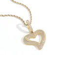 Collier pendentif cœur brisé hip-hop doré orné de micro-zircones clairs étincelants - (Style 4) Or + 60cm Chaîne Corde