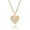 Collier pendentif cœur brisé en or serti de zircons style hip hop avec chaîne torsadée - (Style 1) Cœur Brisé Or + 60cm Chaîne Corde