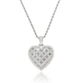 Collier pendentif coeur hip hop en argent avec pierres en zircone cubique - (Style 1) Cœur Brisé Argent + 60cm Chaîne Corde