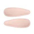 Pair of cute pink fabric BB hair clips for girls featuring white cross patterns - Pink Dotted (15)