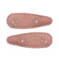 Sweet dusty pink floral embroidered fabric BB hair clips for girls in a stylish pair set - Dusty Pink Floral (18)