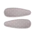 Pair of sweet fabric BB hair clips with delicate white cross pattern in light grey - Gray Patterned (16)