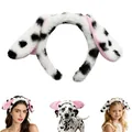 Plüsch-Dalmatiner-Ohren Stirnband für Cosplay, passend für Erwachsene, Kinder und Hunde - Schlappohr Pink Gefleckter Hund Stirnband
