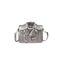 Sac bandoulière en PU argenté en forme de veste avec clous et fermetures éclair - Bronze