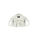 Sac bandoulière tendance en cuir PU blanc en forme de veste de motard avec rivets - Blanc Style 1