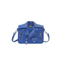 Sac bandoulière unique en cuir PU bleu cobalt en forme de veste de motard avec rivets - Bleu 1