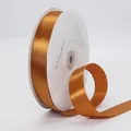 Premium 2.5cm golden polyester satin ribbon roll for elegant gift wrapping and baking - 91m / 158# Warm Brown