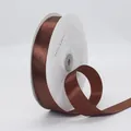 Single roll of 2.5cm coffee brown polyester satin ribbon for elegant gift wrapping - 91m / 74# Coffee
