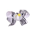 Zebra print ribbon bow hair clip with white embroidered pumpkin for Thanksgiving child accessory - - / Black and White Zebra Pumpkin (MC062)