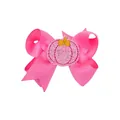 Sweet pink pumpkin embroidered ribbon bow hair clip for toddlers' holiday outfit - - / Rose Red Pumpkin (MC061)