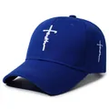 Premium royal blue baseball cap with white 'faith' script cross embroidery design - Adjustable / Royal Blue With White Embroidery