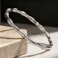 Premium silver bamboo joint titanium steel bangle for women with minimalist style - Steel Color Round Bamboo Bangle (14-B-8)