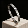 8mm minimalist silver stainless steel buckle bracelet for men and women, sleek metal finish - 6mm Width Oval / Steel
