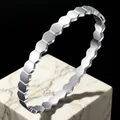 Polished silver geometric hexagonal stainless steel bangle bracelet with mirror finish - Silver Honeycomb Plain Style (32-D-10)