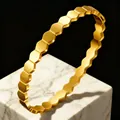 Elegant 18K gold-plated hexagonal honeycomb bangle bracelet in stainless steel finish - Gold Honeycomb Plain Style (32-D-12)