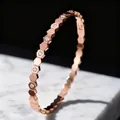 Elegant rose gold hexagonal geometric bangle with sparkling diamond accents for women - Rose Gold 4mm Smooth Style (13-A-8)