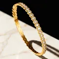 Lussuoso bracciale rigido esagonale placcato oro 18 carati con cristalli - Stile Nido d'Ape Zirconi Oro (33-E-8)