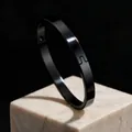 Minimalist 8mm wide polished black stainless steel bangle with a secure buckle clasp design - Oval Shape 6mm (30pcs-A-1)