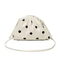 Elegant white pleated dumpling bag with black polka dots and thin shoulder strap - Off-white
