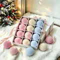 Premium set of matte velvet Christmas baubles in pink cream and blue SKU variant - 12 Pcs / 6cm / Blue Yellow Pink