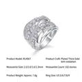 Wide band S925 sterling silver ring featuring multiple rows of sparkling moissanite stones - US 9 / Moissanite 102pcs