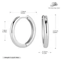 S925 sterling silver smooth hoop earrings with detailed size and weight measurements - 18mm / 925 Silver White Gold Plated