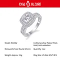 Elegant S925 Sterling Silver Square Halo Ring Featuring 6.5mm Round Moissanite Stone - US Size 9 / R13362-1ct Moissanite + 104 Zirconia / Silver