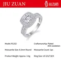 Elegant S925 Sterling Silver Square Halo Ring Featuring 6.5mm Round Moissanite Stone - US Size 9 / R13362-1ct Moissanite + 104 Zirconia / Silver