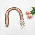 Elegante correa tejida a mano para bolso en naranja y crema con mosquetones dorados - 1.5 cm de ancho / Cúrcuma Corto