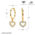 Eleganti orecchini a cuore in argento 925 placcato oro con pietre di zircone di grado 5A - Argento 925 placcato oro giallo / Oro