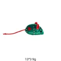 Green plush mouse cat toy with festive red heart pattern for pet interactive play - Christmas Green Mouse