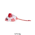 Plush cat toy mouse featuring a festive red snowflake pattern and a long cord tail - Christmas Snowflake Mouse
