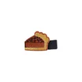 Children's Thanksgiving hair clip with embroidered pumpkin pie design on black ribbon - Pumpkin Pie Style (MC054)