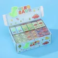 Set of cartoon dinosaur sandwich erasers in a professional blue retail display box - New Dinosaur