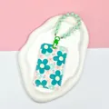 Porta tesserino floreale con cordino da polso in perline verdi per studenti e pendolari - Bracciale Stella Verde / Verde Rosa