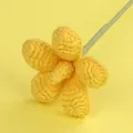 Handmade yellow crochet knit flower with a green stem, perfect for DIY gift decoration. - Plumeria Branch / Yellow